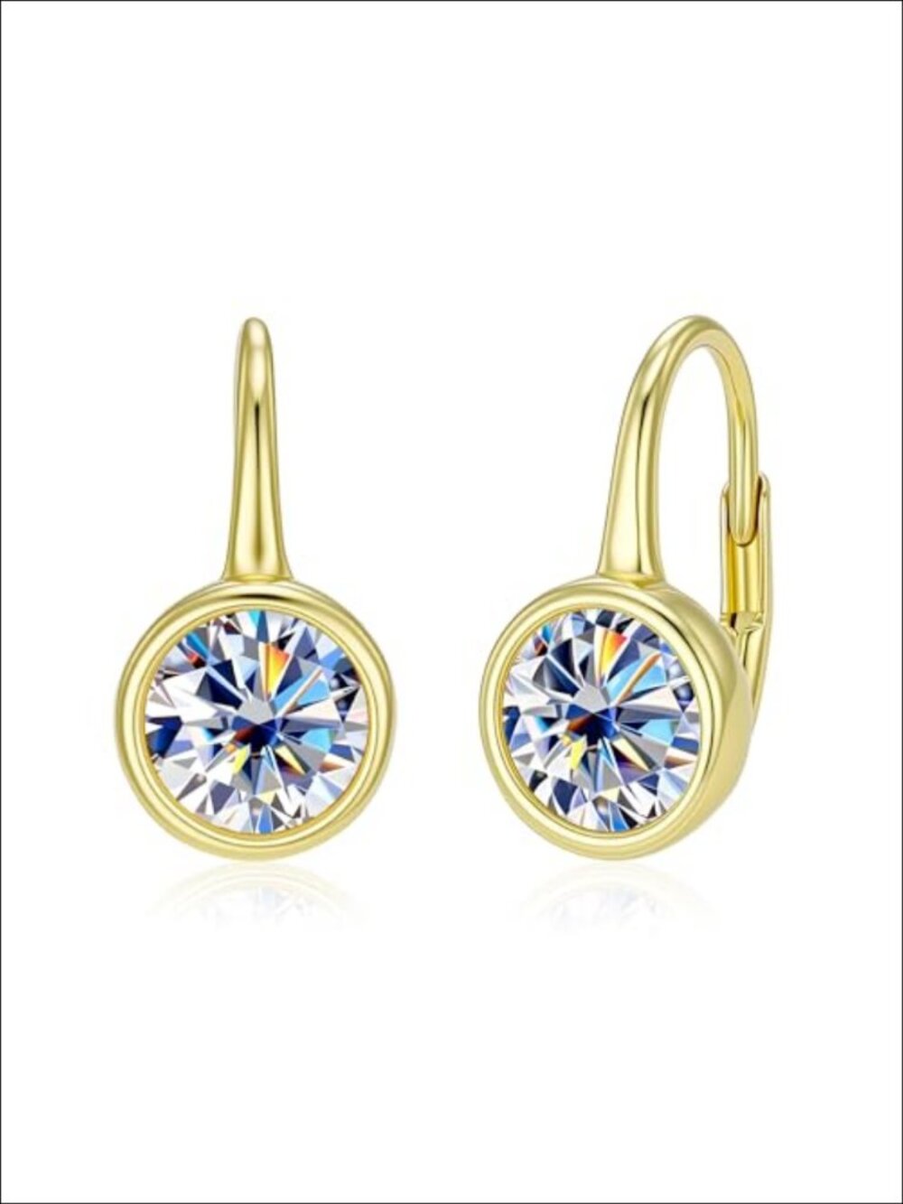 2ct Moissanite Hoop Drop Earrings 14K Gold Plated Leverback Dangle